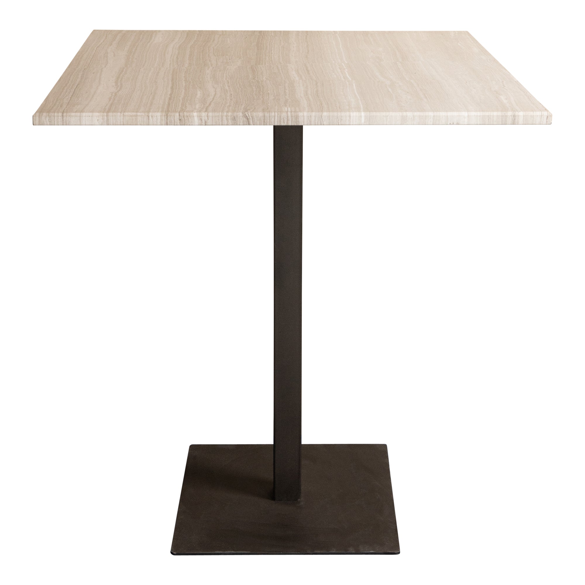 MESA DE COMEDOR | PLAZA/ Bistrot cuadrada mármol blanca y base metal inox. negro