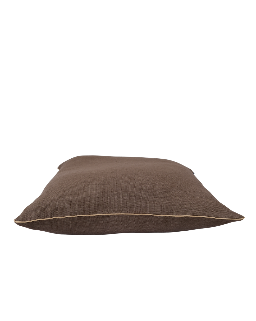COJIN LINO CHOCOLATE CON VIVO BEIGE / 50 X 50 CM