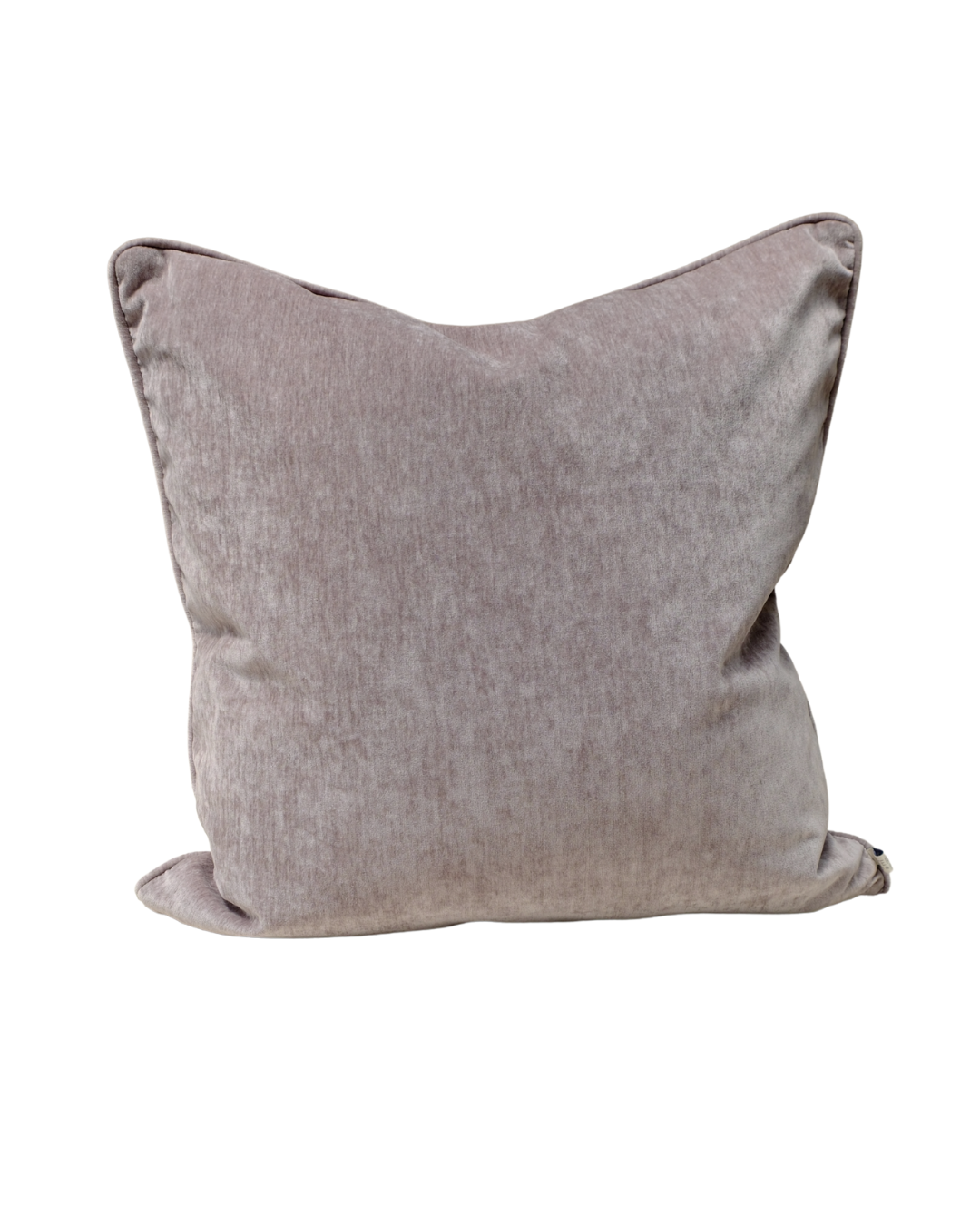 COJIN TERCIOPELO GRIS CLARO CON VIVO MISMA TELA / 60 X 60 CM