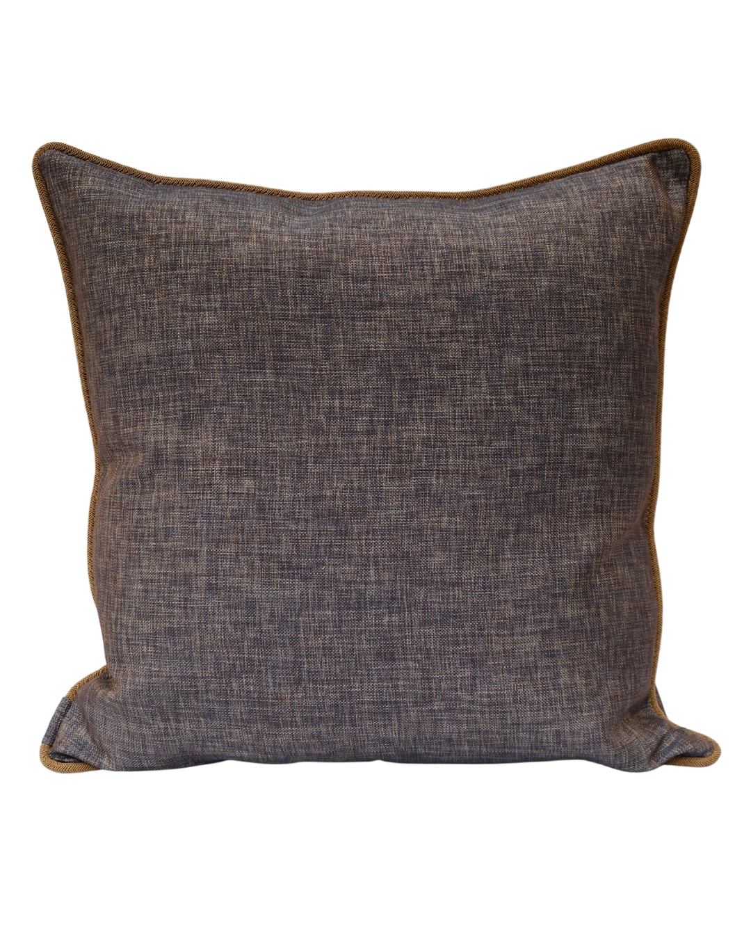 COJIN TELA AZUL DORADO CON VIVO CORDÓN TRENZA DORADO / 60 X 60 CM