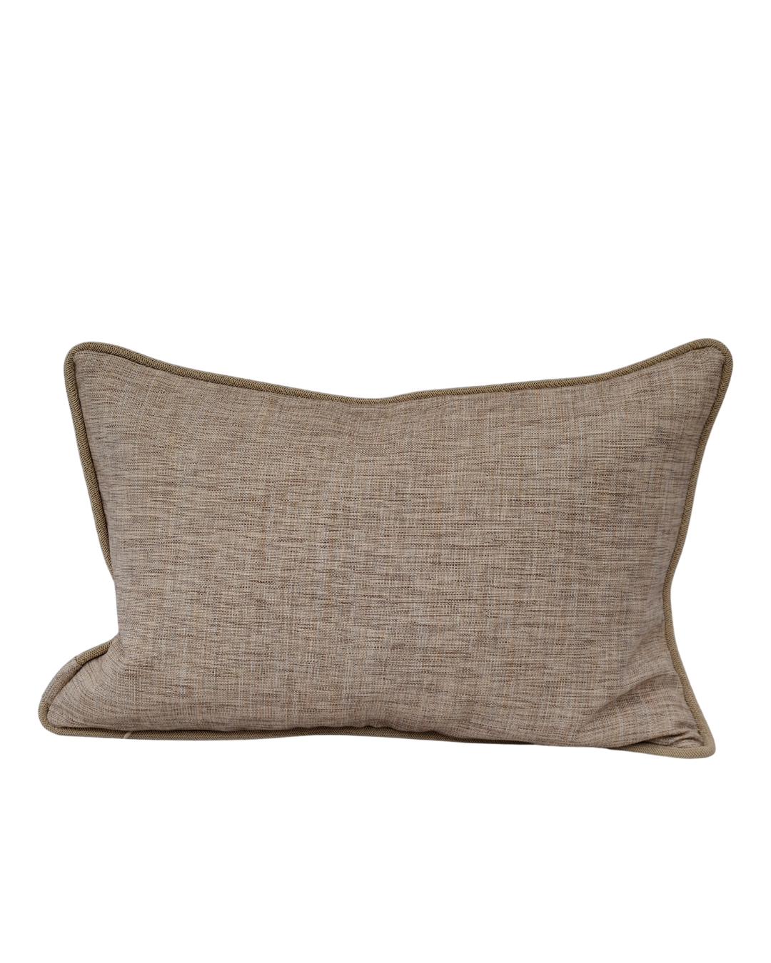 COJIN TAPIZ BEIGE JASPEADO CON VIVO CORDON TRENZADO BEIGE / 60 X 40 CM