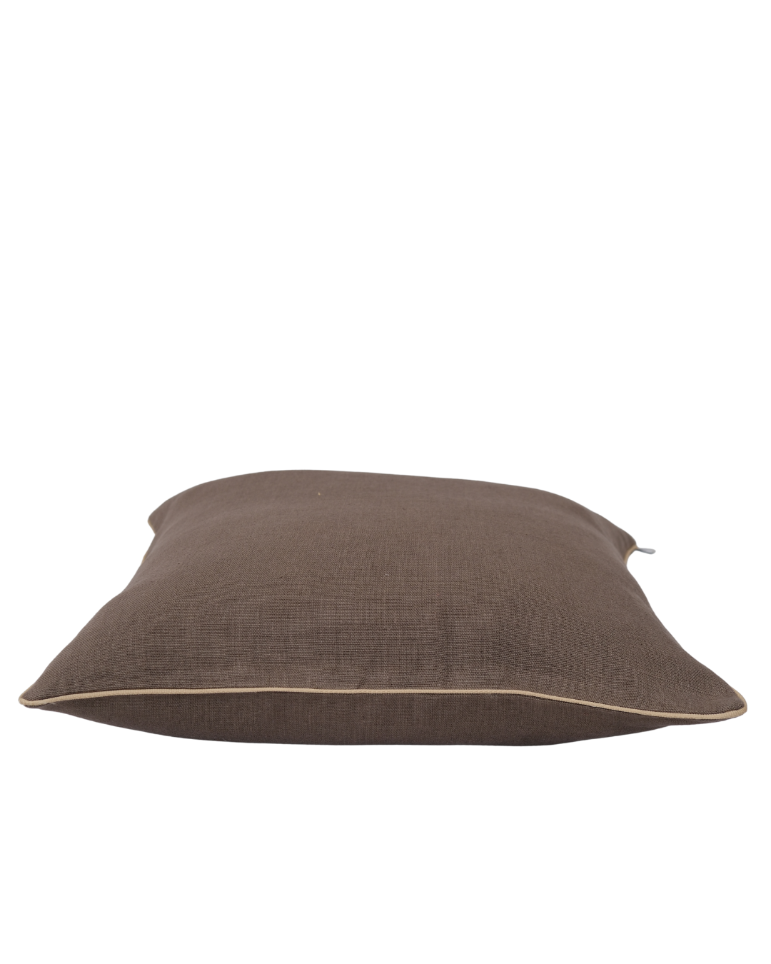 COJIN LINO CHOCOLATE CON VIVO BEIGE / 60 X 60 CM
