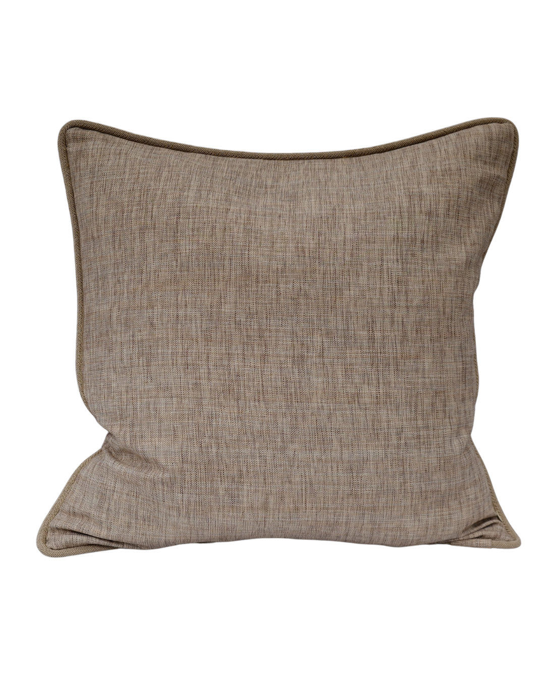 COJIN TAPIZ BEIGE JASPEADO CON VIVO CORDON TRENZADO BEIGE / 60 X 60 CM