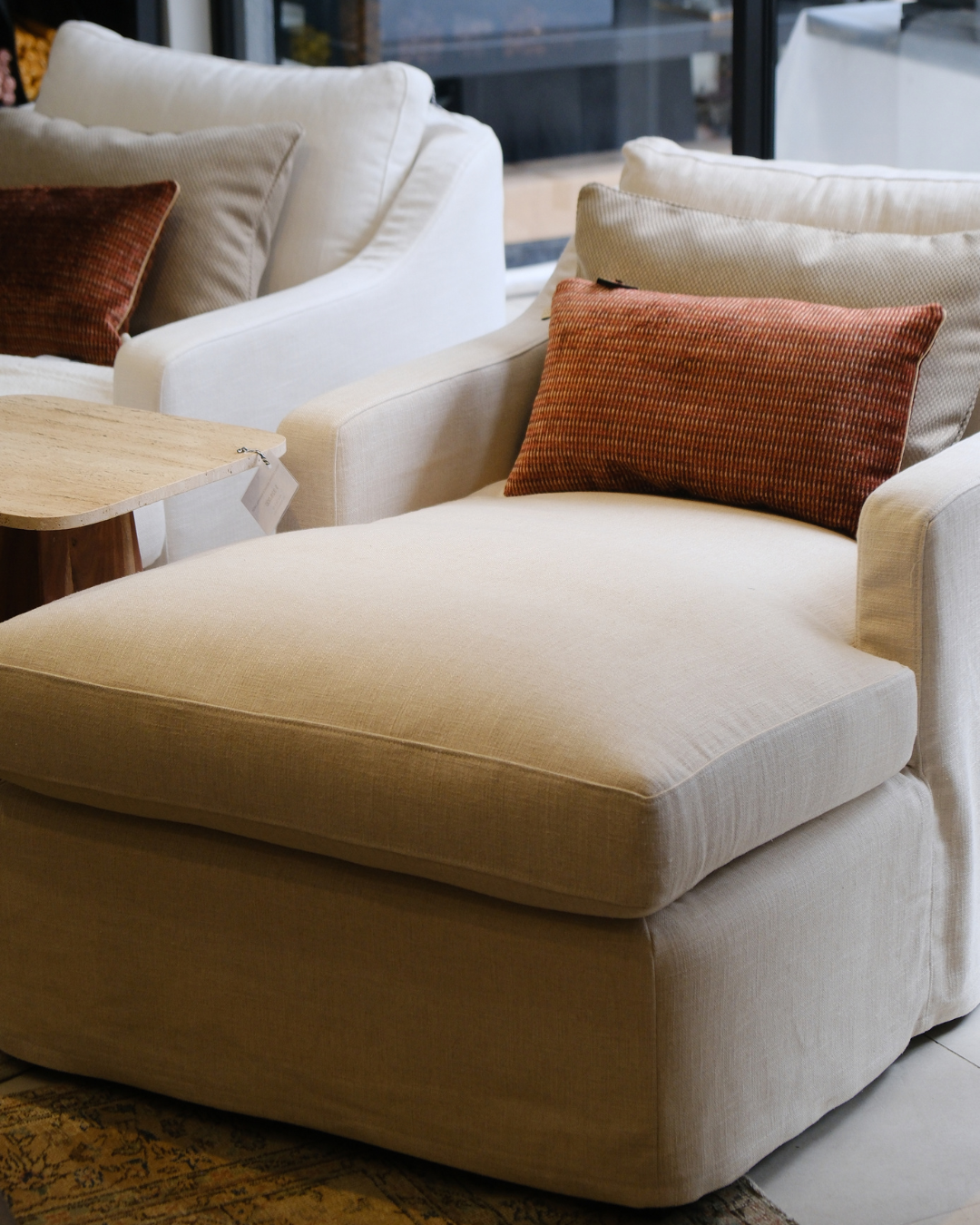CHAISE LONGUE | DIANA Lino viscosa blanco