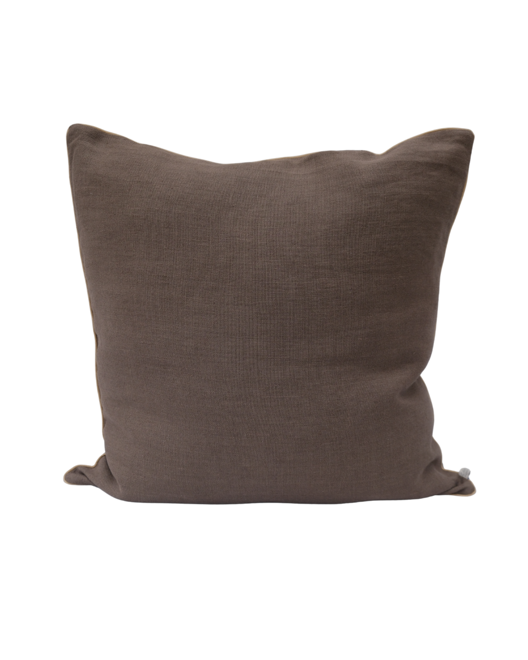 COJIN LINO CHOCOLATE CON VIVO BEIGE / 50 X 50 CM