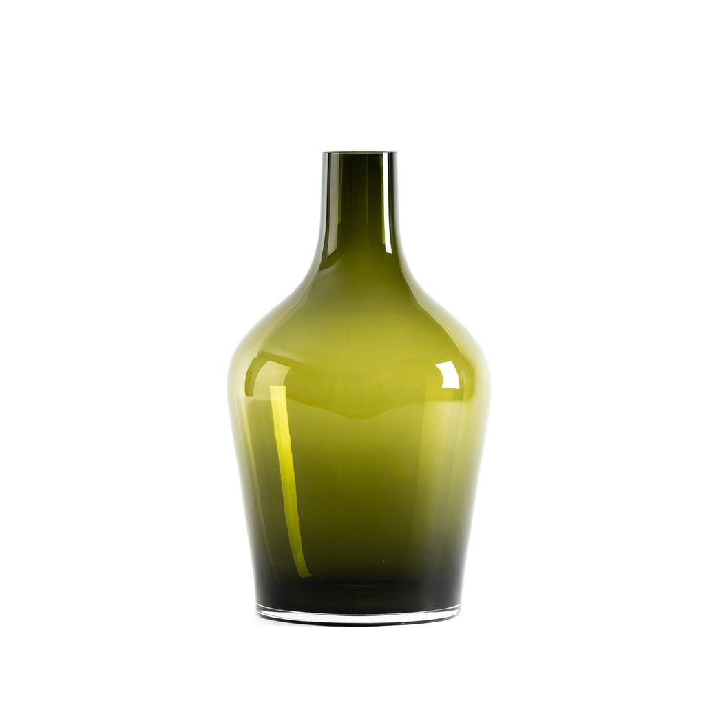 VIDRIO | Botella alta verde olivo